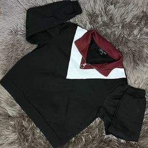 Quarter Zip Tri-tone Cropped Sweater